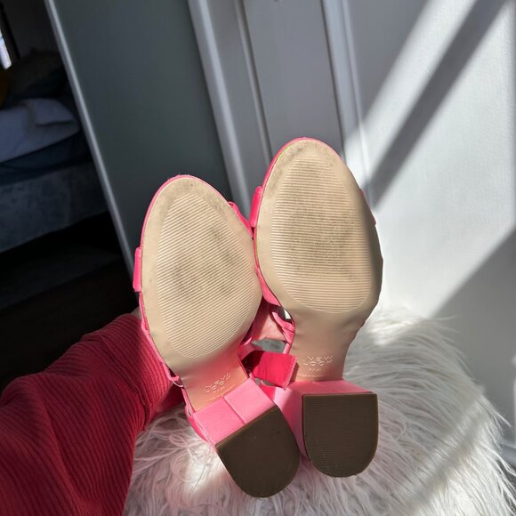 ASOS New Look Block Satin Heel Salmon/Pink Size 9 - Picture 6 of 10